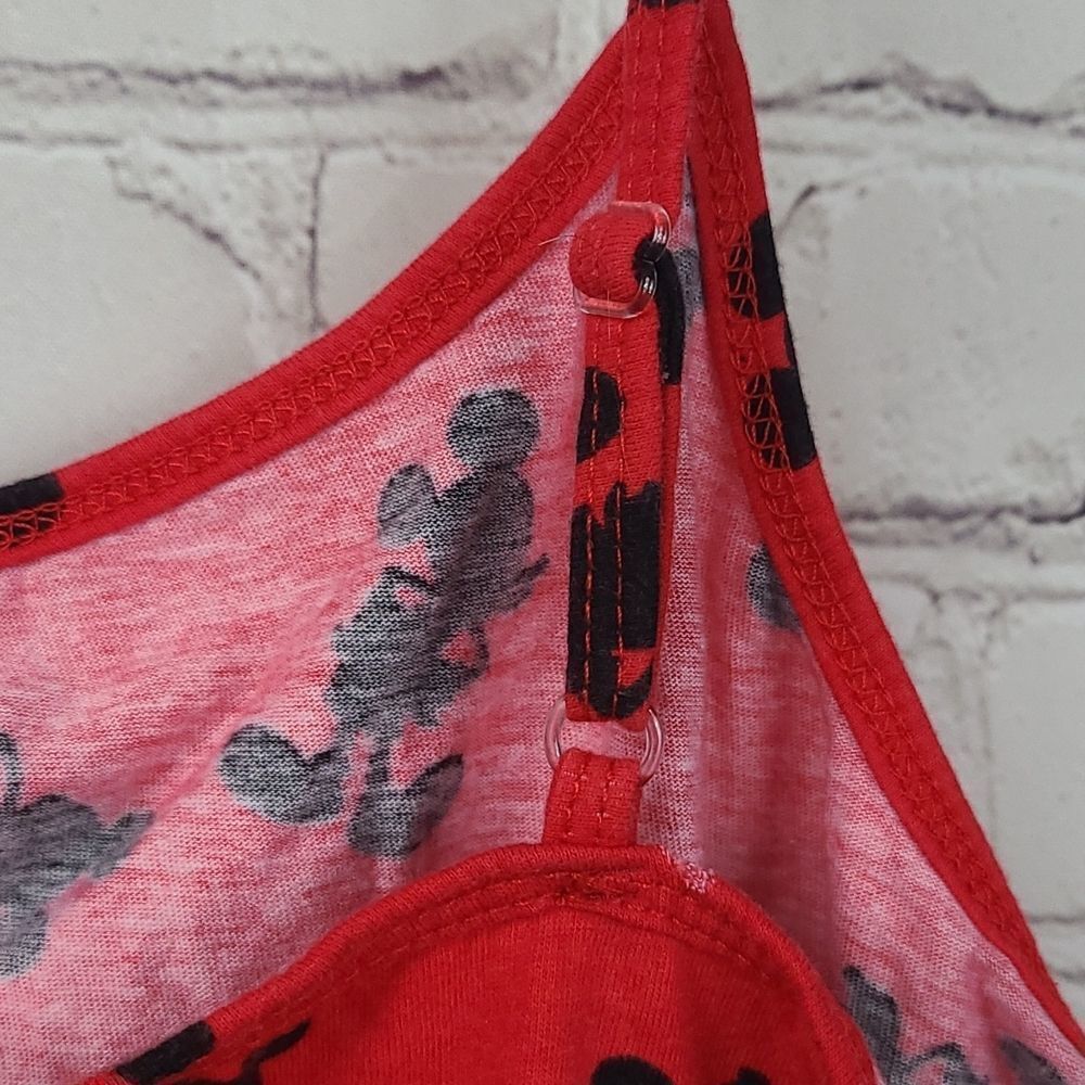 Disney Mickey Mouse 2pc Cami PJs Pajama Set Red Black Silhouette Loungewear - Picture 8 of 13